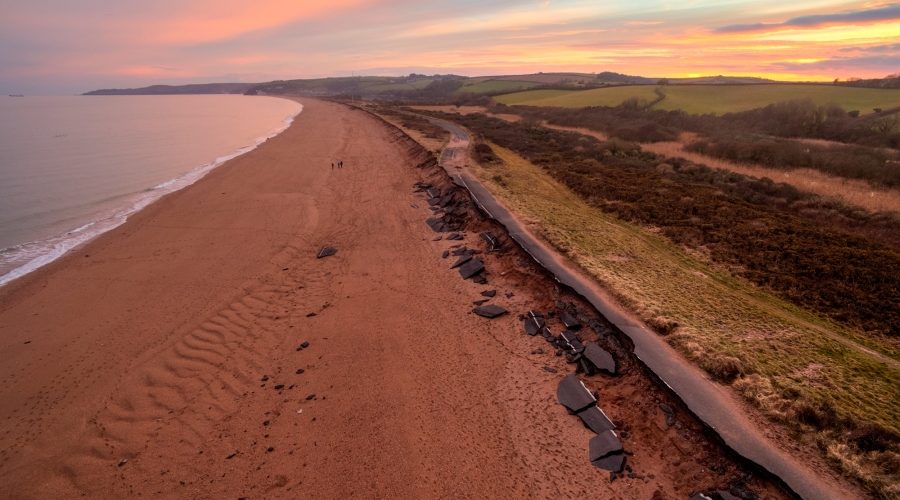 Slapton Line road damage after Storm Emma 2018